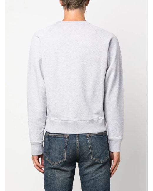 Maison Kitsuné Gray Logo-Print Cotton Sweatshirt for men