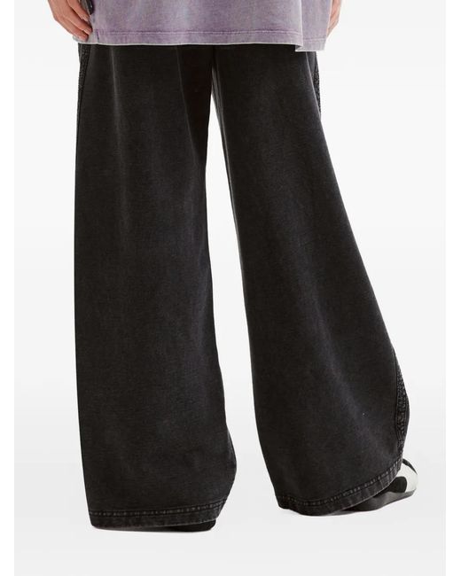 Mini Cream White Drawstring-Waist Wide-Leg Trousers