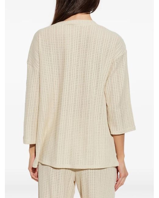 Hanro Natural Slv Waffle-Knit Three-Quarter-Sleeve T-Shirt