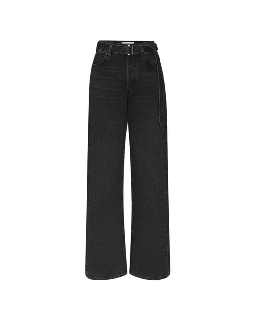 FRAME Black Belted Wide-Leg Jeans