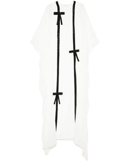 Jean Louis Sabaji White Bow-Detail Draped Abaya