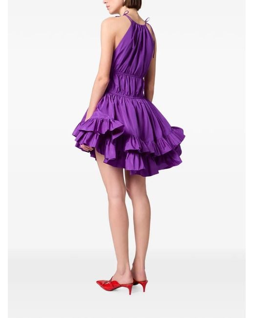 MSGM Purple Ruffled Tiered Mini Dress