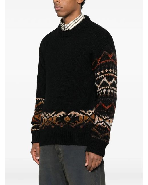NN07 Black Relaxed-Fit Crew Neck Sweater Crafted From A Medium-Weight Woolen Blend For A Soft, Textured Hand Feel for men