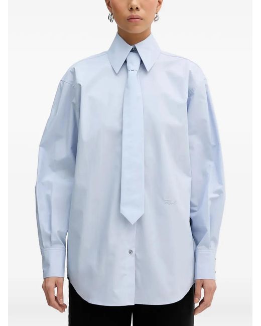 Karl Lagerfeld Blue Tie Buttoned Shirt