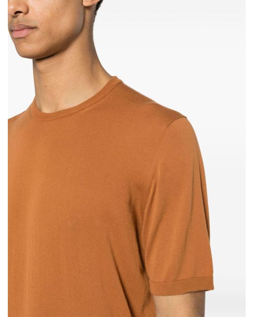 Roberto Collina Orange Fine-knit Cotton T-shirt for men