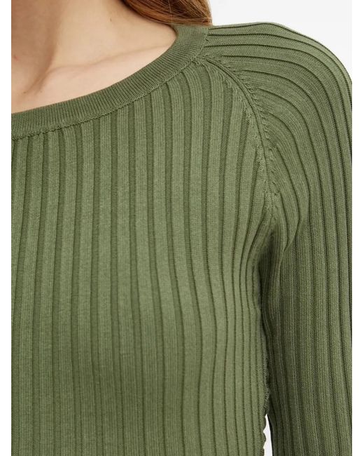 Bardot Green Ribbed Back-Detail Midi Dress