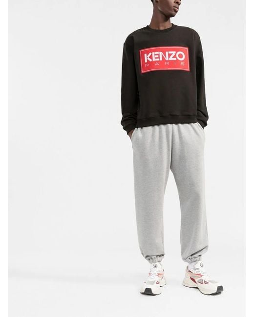 KENZO Black Logo Cotton Crewneck Sweatshirt for men