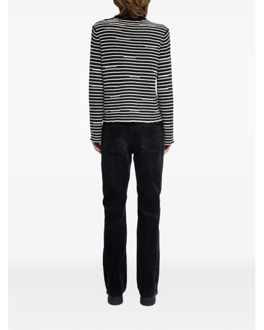 Zadig & Voltaire Black Spiky Striped Button-Detailed Sweater