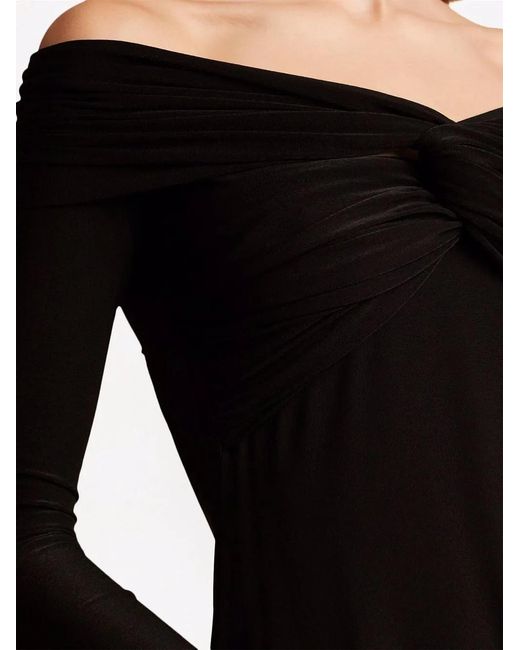 Khaite Black Cerna Off-Shoulder Midi Dress
