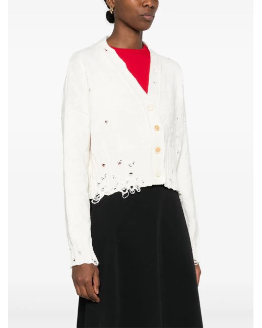 Marni White Patterned-Jacquard Cardigan