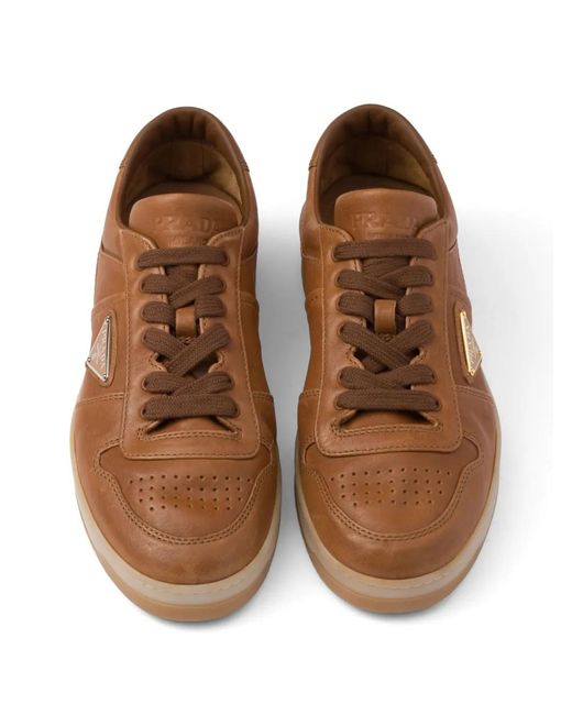 Prada Brown Downtown Nappa-Leather Sneakers for men