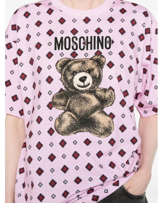 Moschino Pink T-Shirt Teddy Bear En Coton Biologique