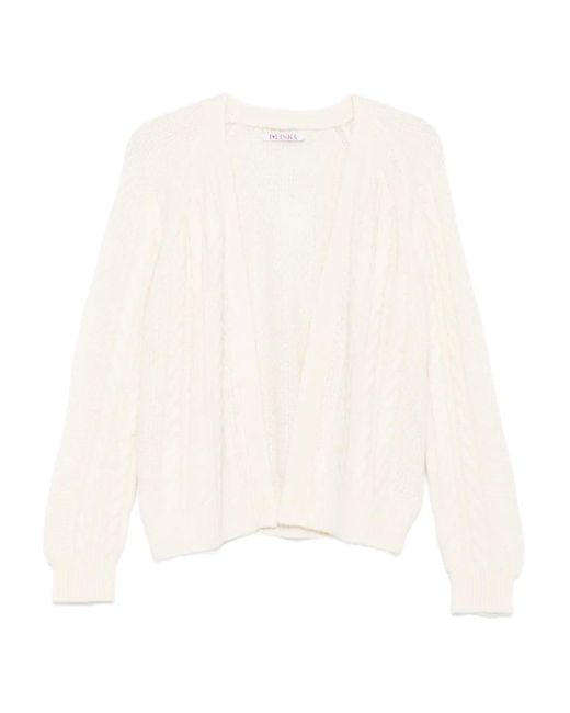 Liska White Cable-Knit Cardigan
