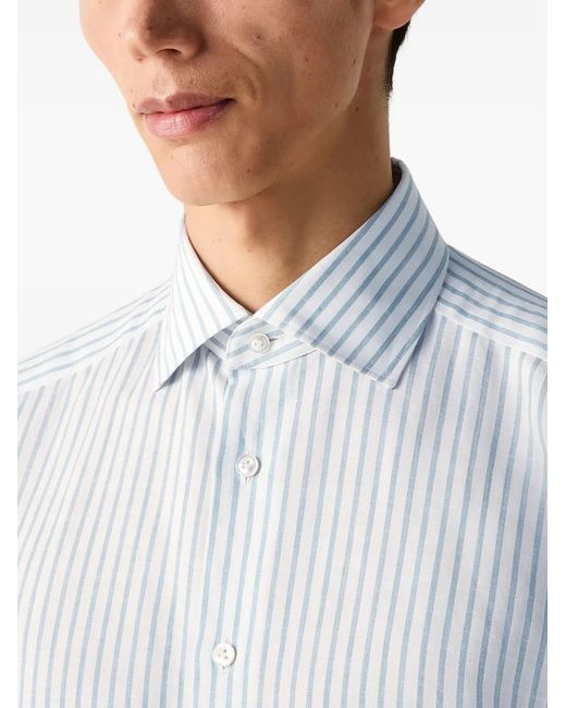 Zegna Blue Striped Cotton Shirt for men