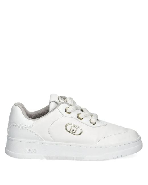 Liu Jo White Logo-Detail Lace-Up Sneakers
