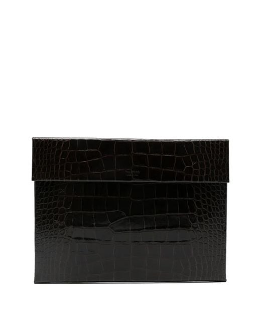 Maletín con efecto de piel de cocodrilo Tom Ford de hombre de color Black