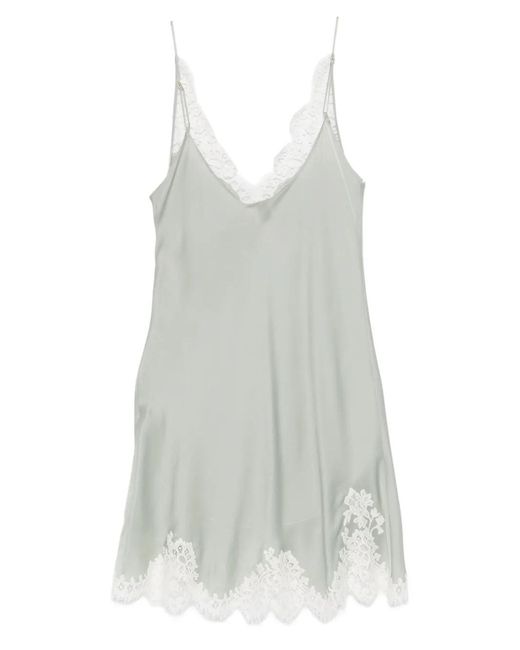 Carine Gilson White Lace-Detail V-Neck Slip