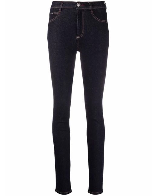 Philipp Plein Blue High-Waisted Skinny Jeans