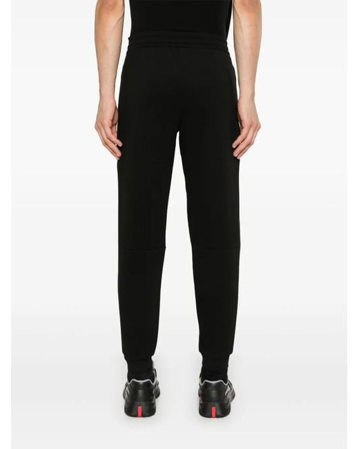 EA7 Black Rubberised Logo Track Pants for men