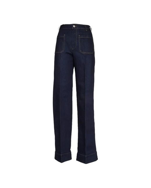 Victoria Beckham Blue Jean Alina À Poches Plaquées