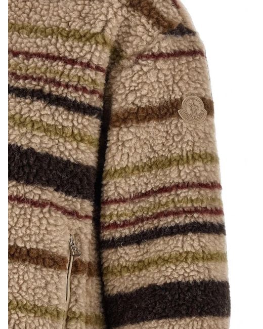 Moncler Brown Striped Teddy-Effect Cardigan