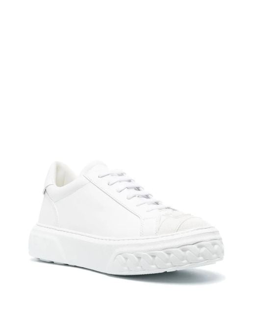 Casadei White Logo-Patch Low-Top Sneakers