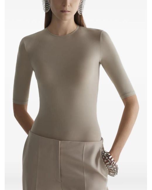 Mugler Gray Three-Quarter-Sleeve T-Shirt