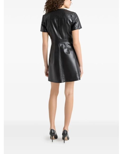 Cinq À Sept Black Layla Quilted Buttoned Mini Dress