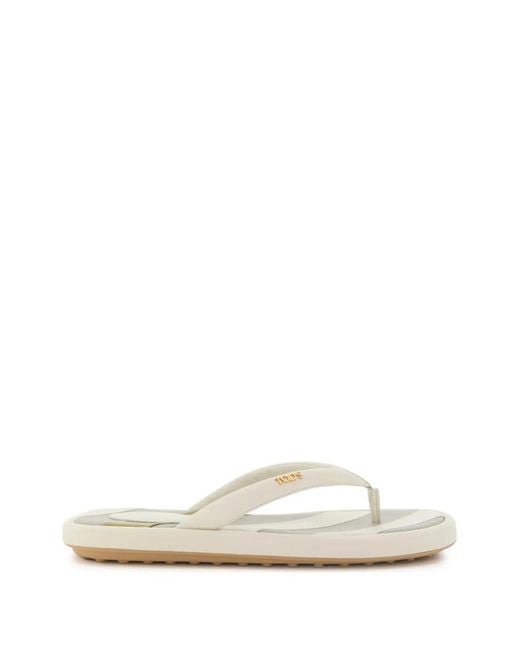 Tod's White Logo-Plaque Flip-Flops