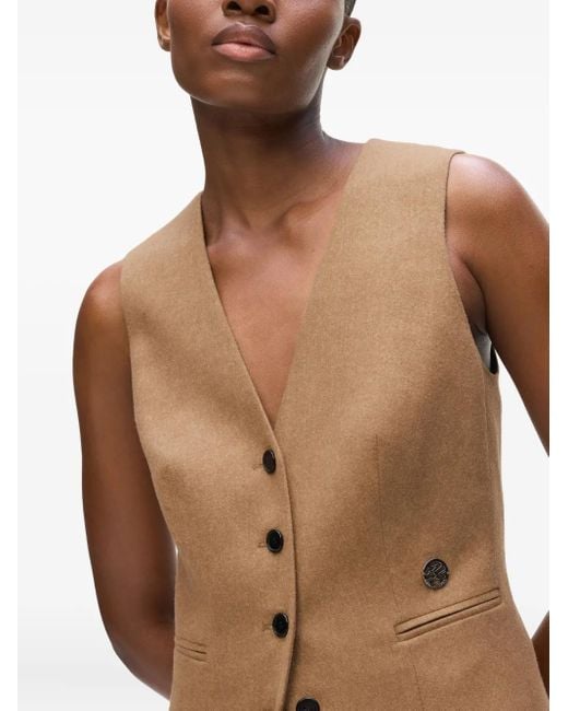Karl Lagerfeld Blue Flannel Button-Fastening Belted Waistcoat