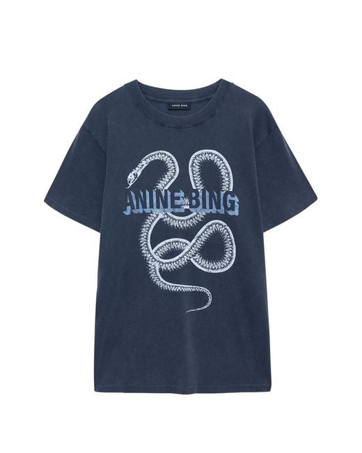 Anine Bing Blue Lili Tee Snake Washed