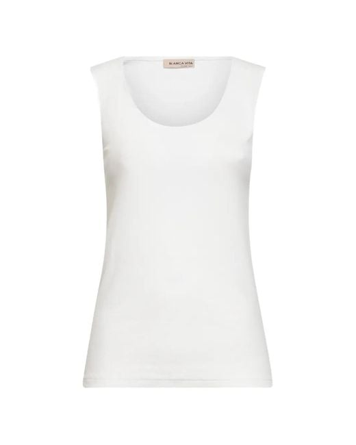 Blanca Vita White Scoop-Neck Tank Top