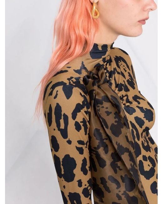 Atu Body Couture Natural Leopard-Print Bodycon Jumpsuit