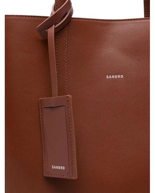Sandro Brown Leather Tote Bag for men