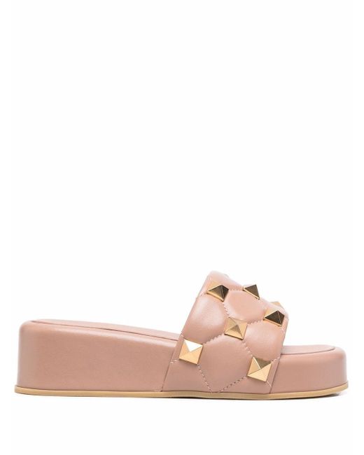 Valentino garavani sandalias roman stud con plataforma Valentino Garavani  de Cuero | Lyst
