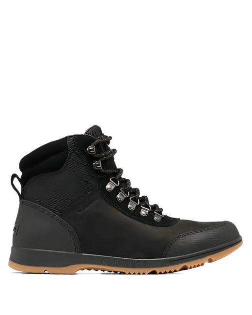 Sorel Black Lace-Up Leather Boots for men