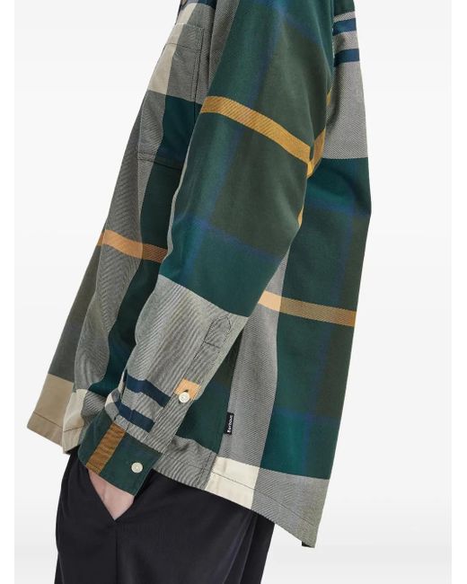 Barbour Gray Check-Pattern Patch-Pocket Shirt for men