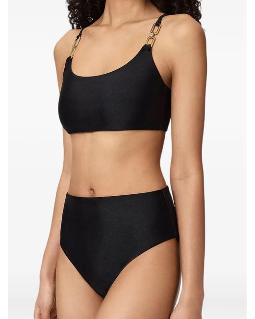 AllSaints Black Talaria Chain-Link High-Waist Bikini Bottoms