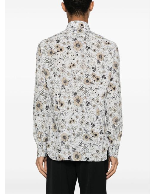 Barba Napoli Overhemd Met Bloemenprint in het Gray voor heren