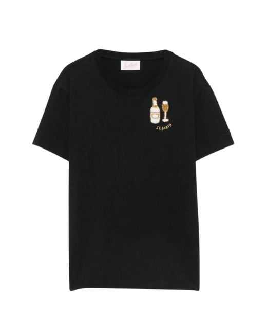 Mc2 Saint Barth Black Emilie Bead-Embellished T-Shirt