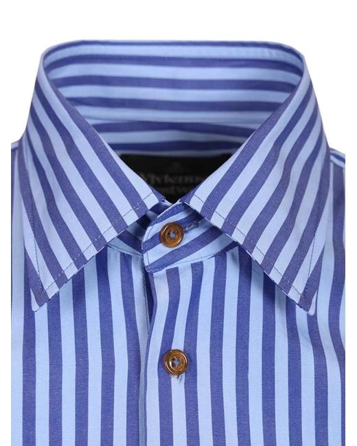 Vivienne Westwood Blue Striped Buttoned Shirt for men