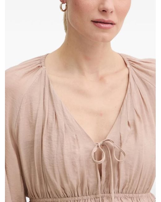 GAUDI White Tie-Fastening Peplum-Hem Blouse