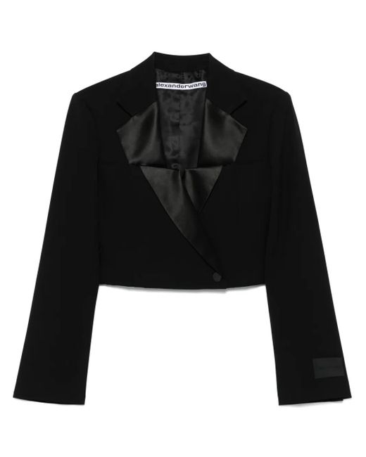 Alexander Wang Black Double-Breasted Cropped Blazer