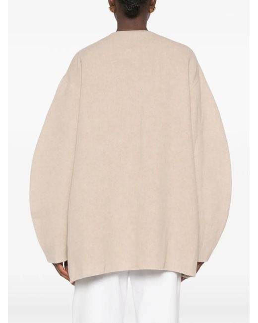 Ruohan Natural V-Neck Cocoon-Sleeve Coat
