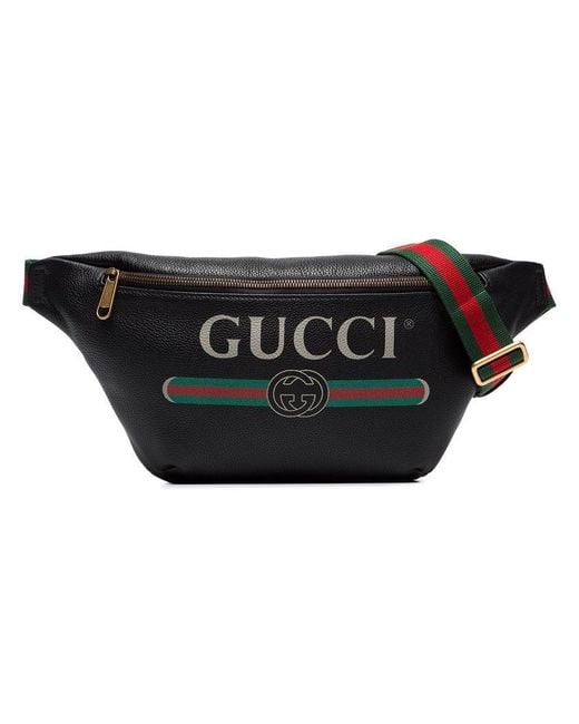Gucci Black Fake Logo Print Leather Cross-body Bag for men