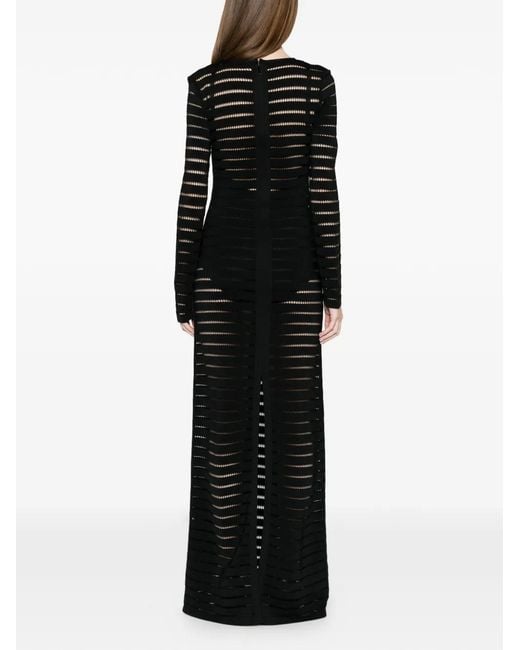 David Koma Black V-Neck Openwork Maxi Dress