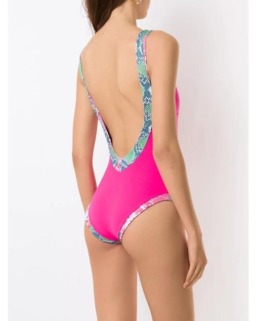 Amir Slama Pink Snakeskin Print Swimsuit