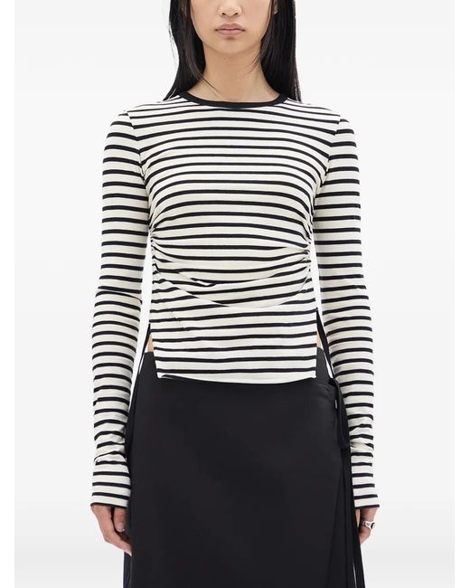 Ann Demeulemeester Gray Oke Striped Jersey Top