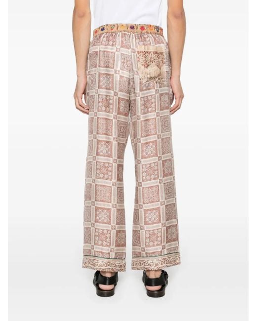 Pierre Louis Mascia Natural Aloe Silk Trousers for men
