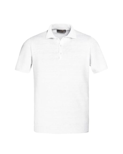 Moorer White Vinal-Mag Button-Fastening Short-Sleeve Polo Shirt for men